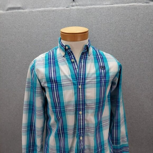 Chaps Other - Chaps Mens Easy Care Button Down Long Sleeve Shirt Blue Plaid Size‎ XL 18/20